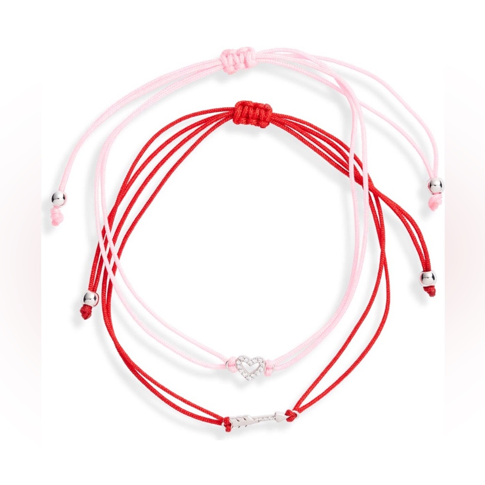 💝🆕 Nordstrom red arrow & pink heart bracelets w/ cz stones